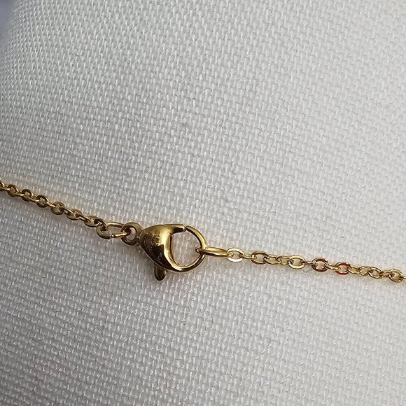 Simulated Pink Diamond Gold Tone New 14K Over Sterling Silver Pendant Necklace - Picture 6 of 8